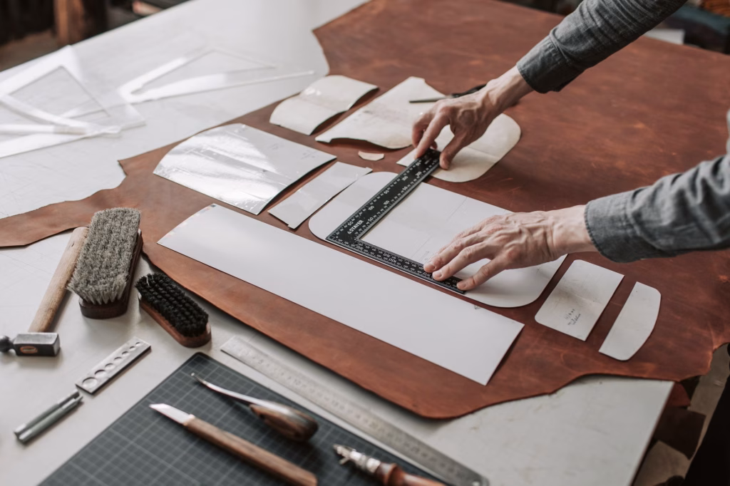 a person using a set square